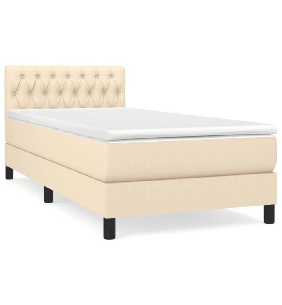 Boxspringbett mit Matratze Creme 90x200 cm Stoff