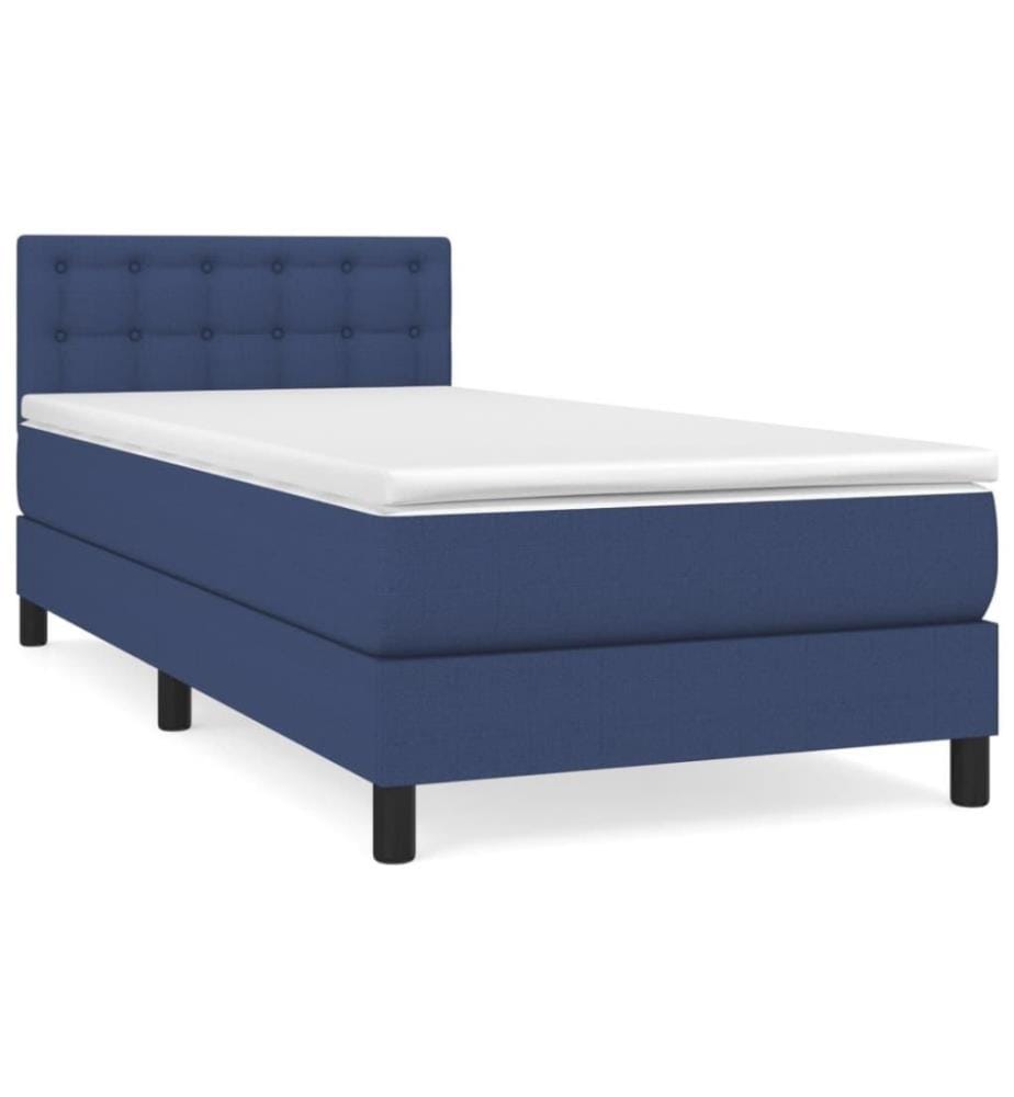 Boxspringbett mit Matratze Blau 90x200 cm Stoff