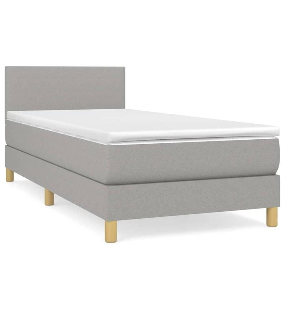 Boxspringbett mit Matratze Hellgrau 90x200 cm Stoff