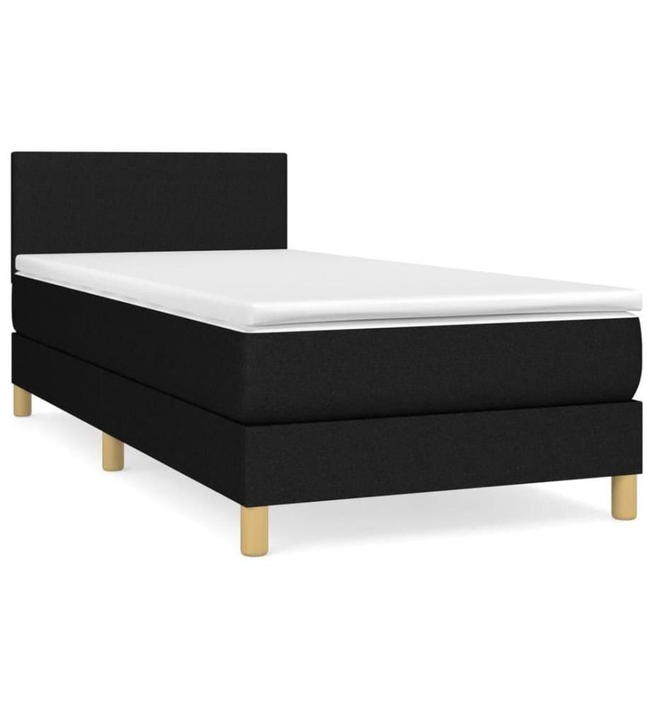 Boxspringbett mit Matratze Schwarz 90x200 cm Stoff