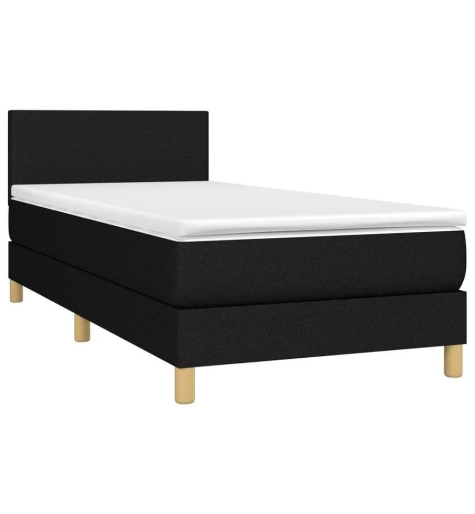 Boxspringbett mit Matratze Schwarz 90x200 cm Stoff