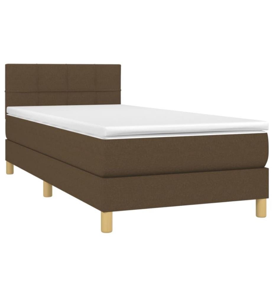 Boxspringbett mit Matratze Dunkelbraun 90x200 cm Stoff