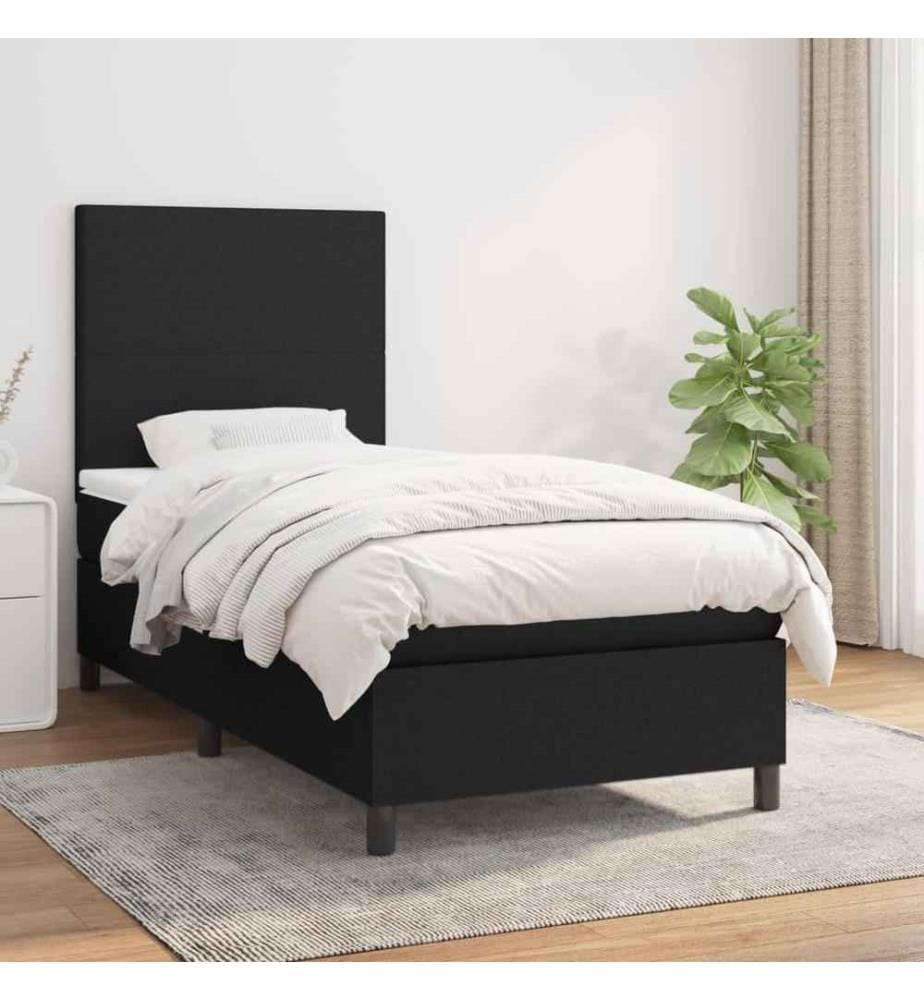 Lit à sommier tapissier avec matelas Noir 90x200 cm Tissu