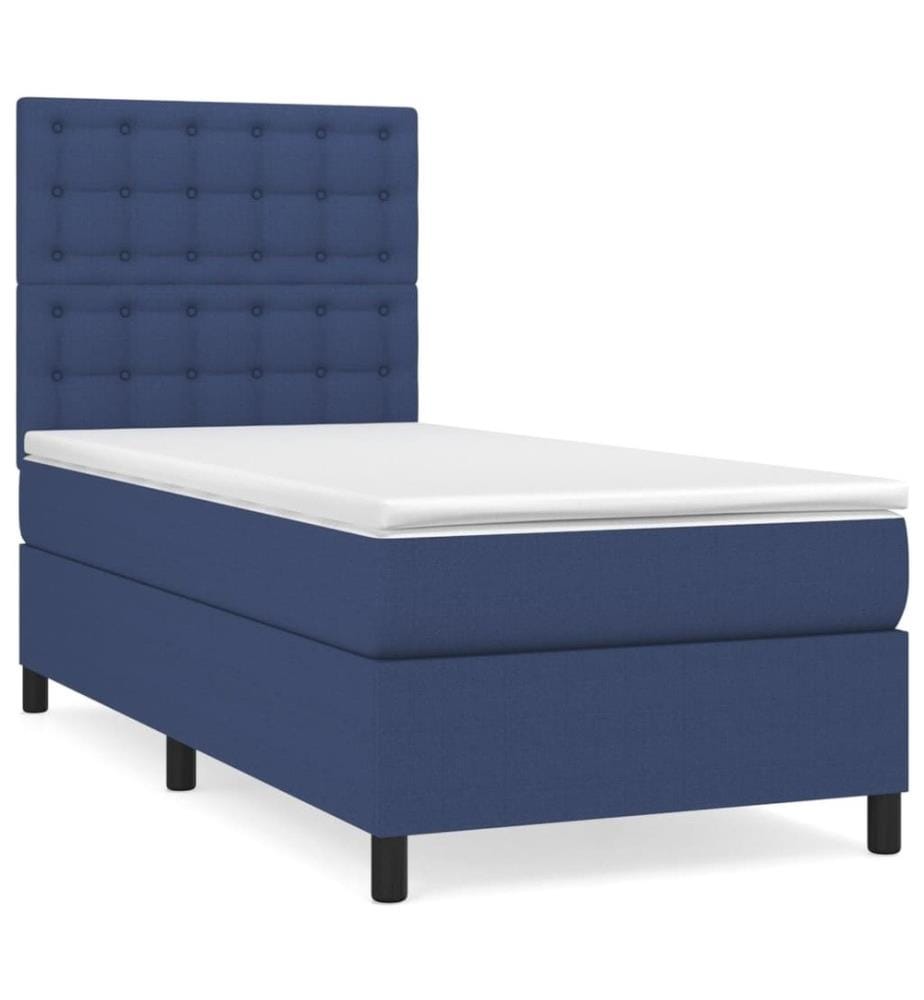 Lit à sommier tapissier avec matelas Bleu 90x200 cm Tissu