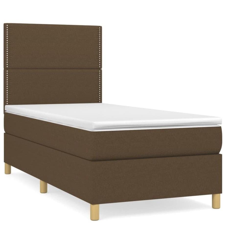 Boxspringbett mit Matratze Dunkelbraun 90x200 cm Stoff