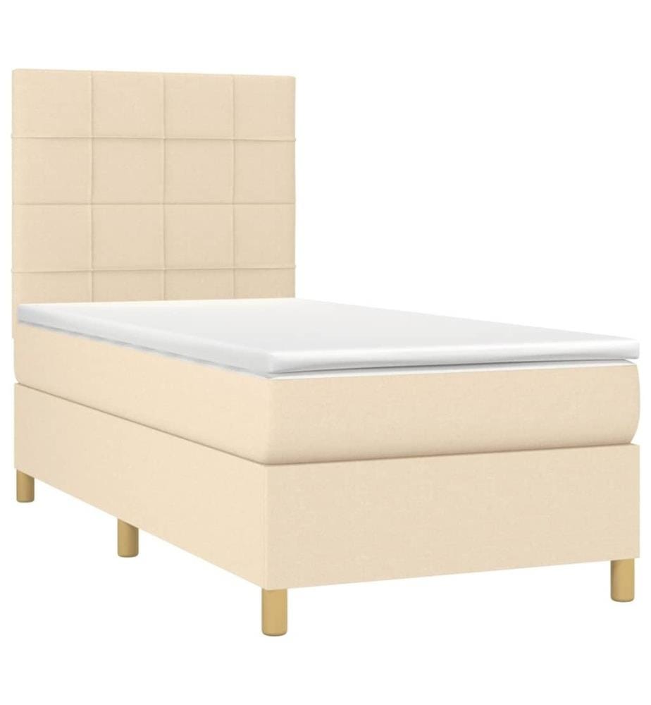 Lit à sommier tapissier avec matelas Crème 90x200 cm Tissu