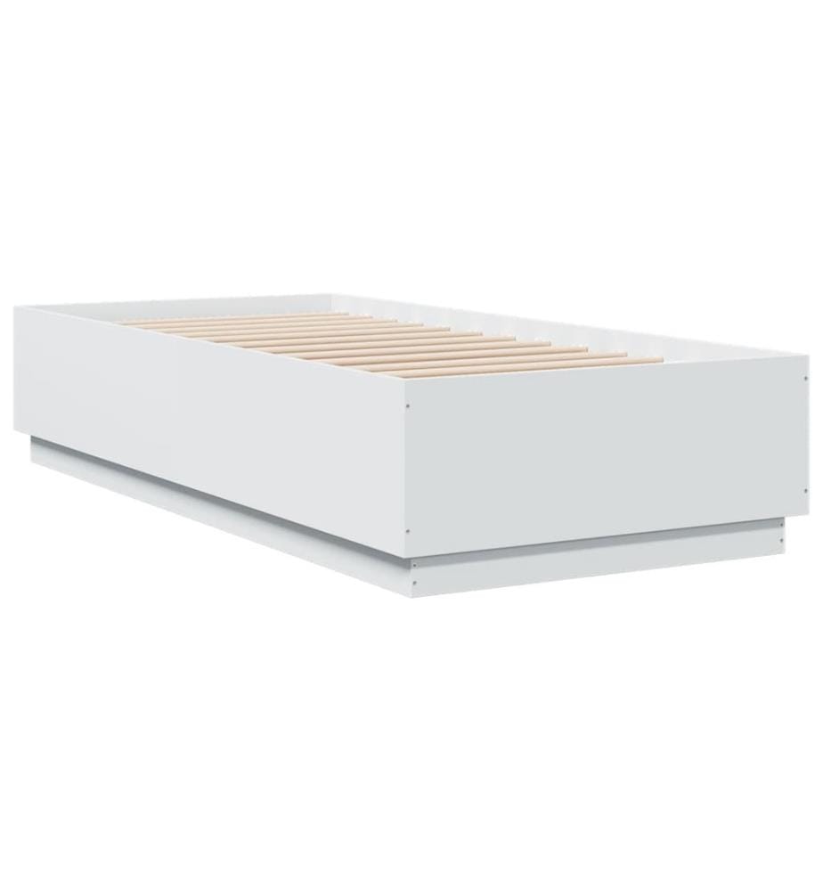Cadre de lit blanc 90x200 cm bois d'ingénierie