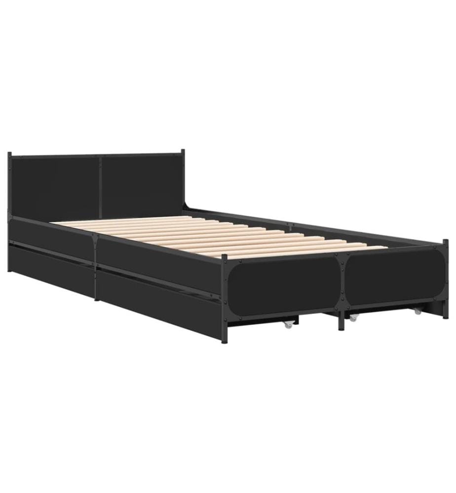 Bettgestell mit Schubladen Schwarz 90x200 cm Holzwerkstoff