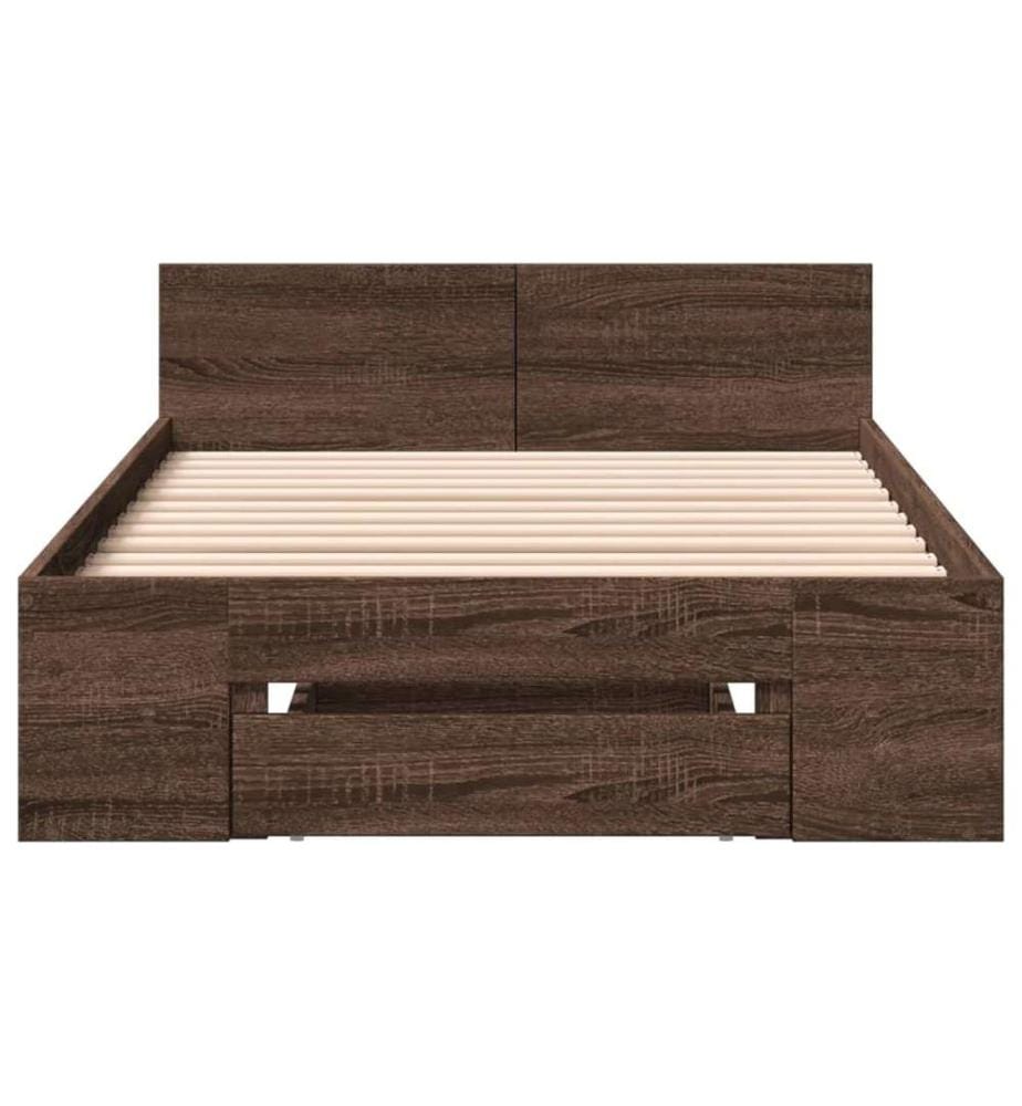 Cadre de lit et tiroir chêne marron 90x200 cm bois d'ingénierie