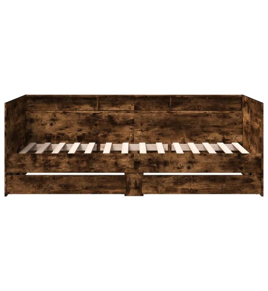 Lit de jour et tiroirs chêne fumé 90x200 cm bois d'ingénierie