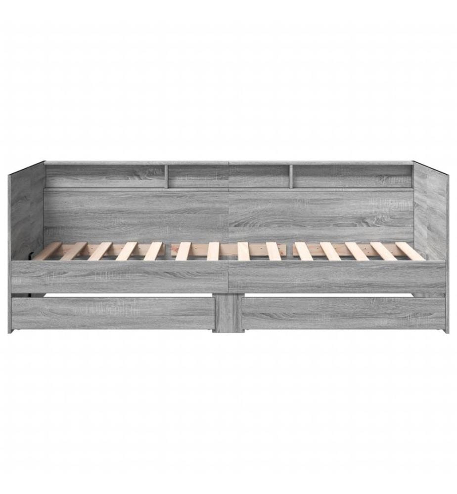 Lit de jour et tiroirs sonoma gris 90x200 cm bois d'ingénierie