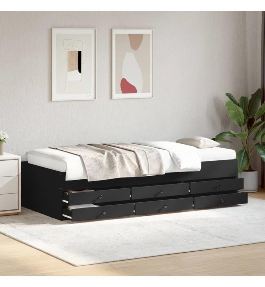 Tagesbett mit Schubladen Schwarz 90x200 cm Holzwerkstoff