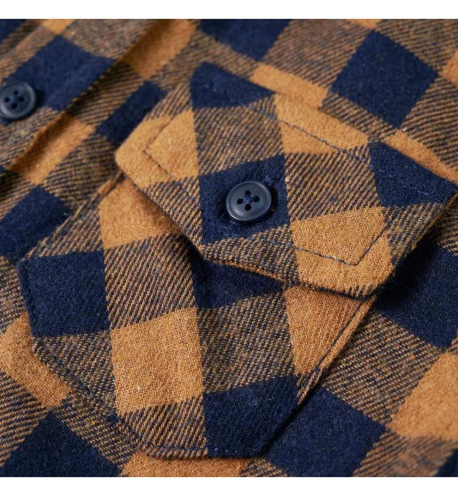 Kinderhemd Karomuster Cognac und Blau 116