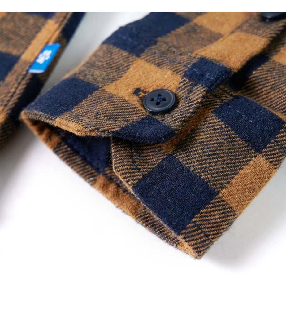 Kinderhemd Karomuster Cognac und Blau 116