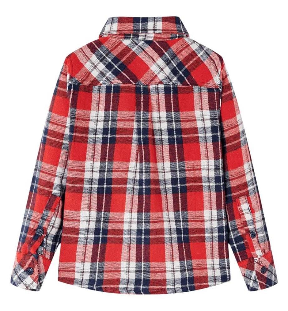 Kinderhemd Karomuster Rot und Marineblau 104