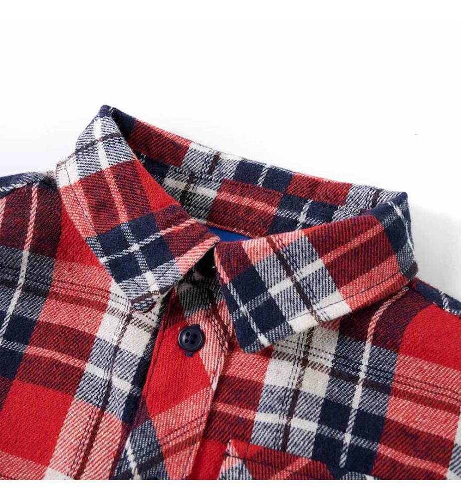 Chemise à carreaux pour enfants rouge et bleu marine 116