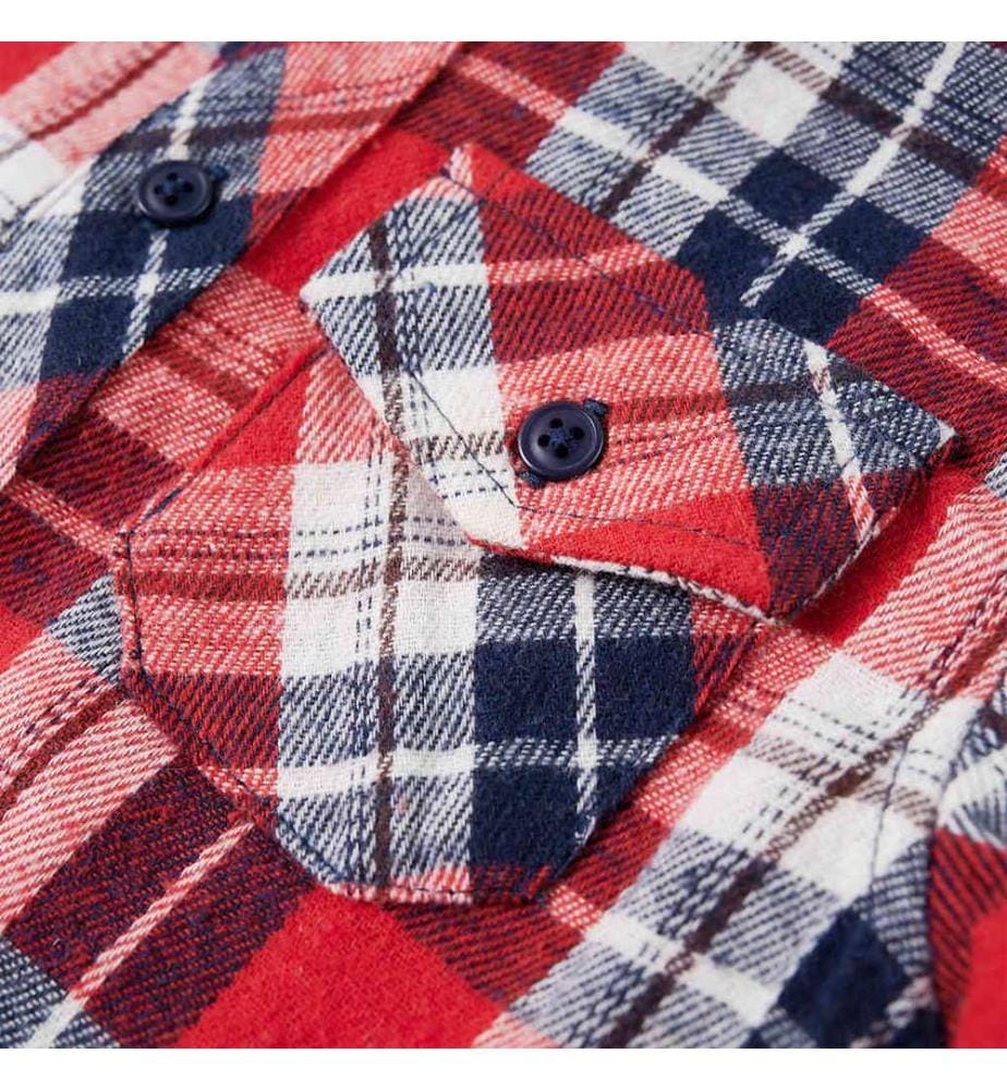 Chemise à carreaux pour enfants rouge et bleu marine 116