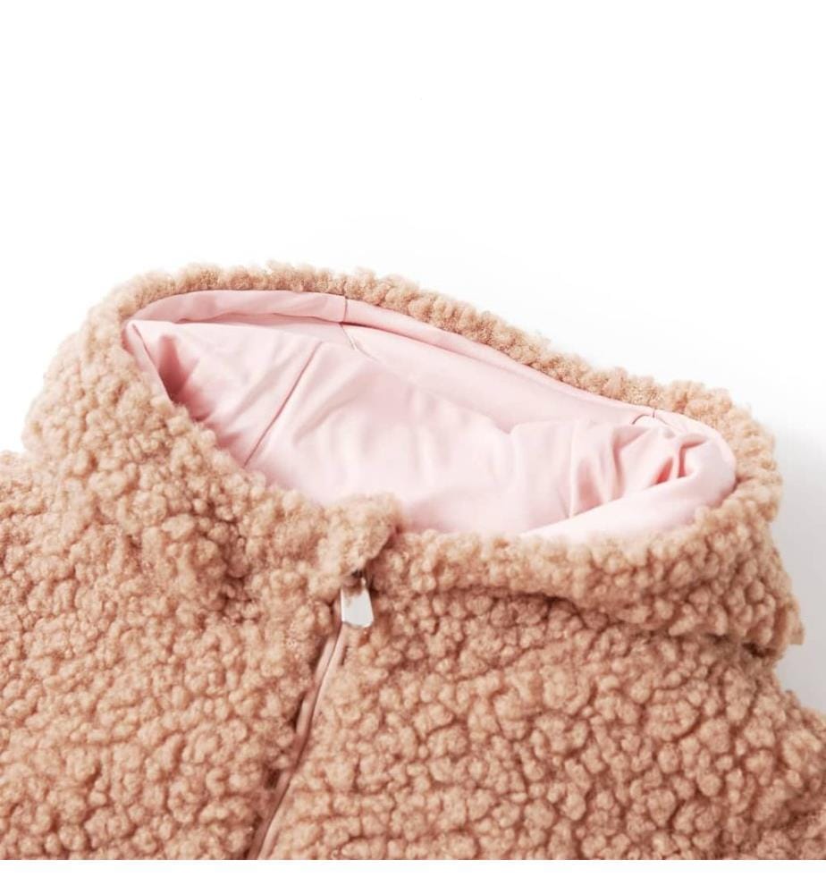 Kinder-Kapuzenjacke Teddy-Kunstpelz Heller Cognac 116