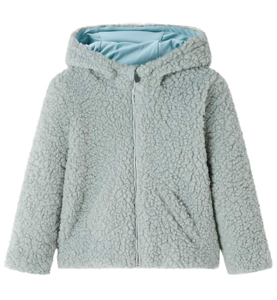 Kinder-Kapuzenjacke Teddy-Kunstpelz Minzgrün 116