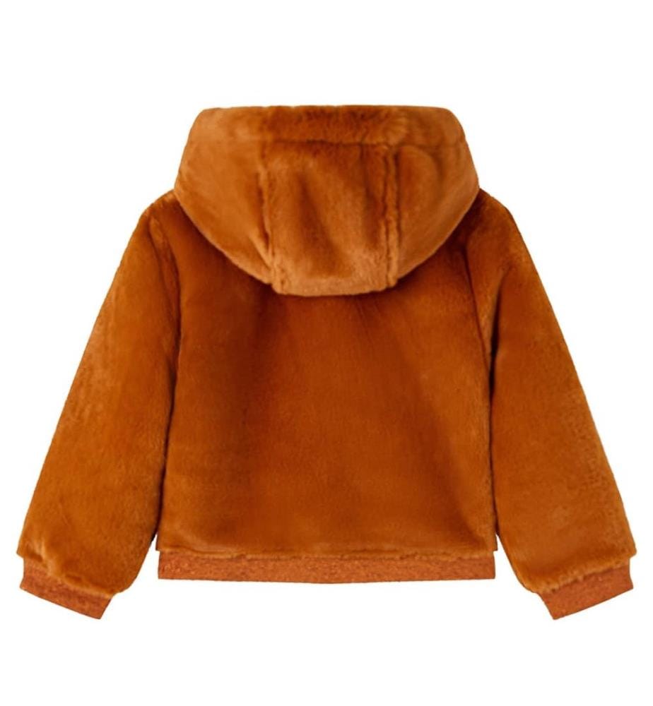Kinder-Kapuzenjacke Kunstpelz Cognac 128