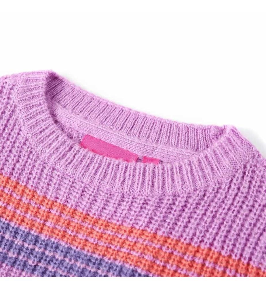 Kinderpullover mit Streifen Gestrickt Lila und Rosa 140
