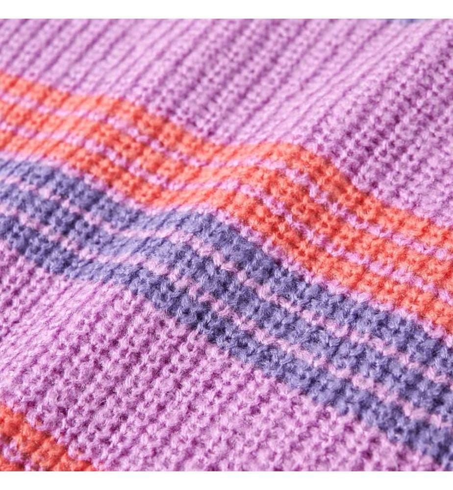 Kinderpullover mit Streifen Gestrickt Lila und Rosa 140