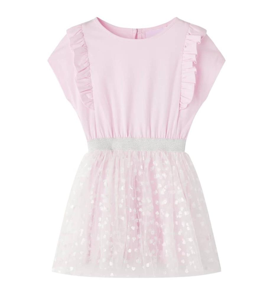 Kinderkleid mit Rüschen Hellrosa 104