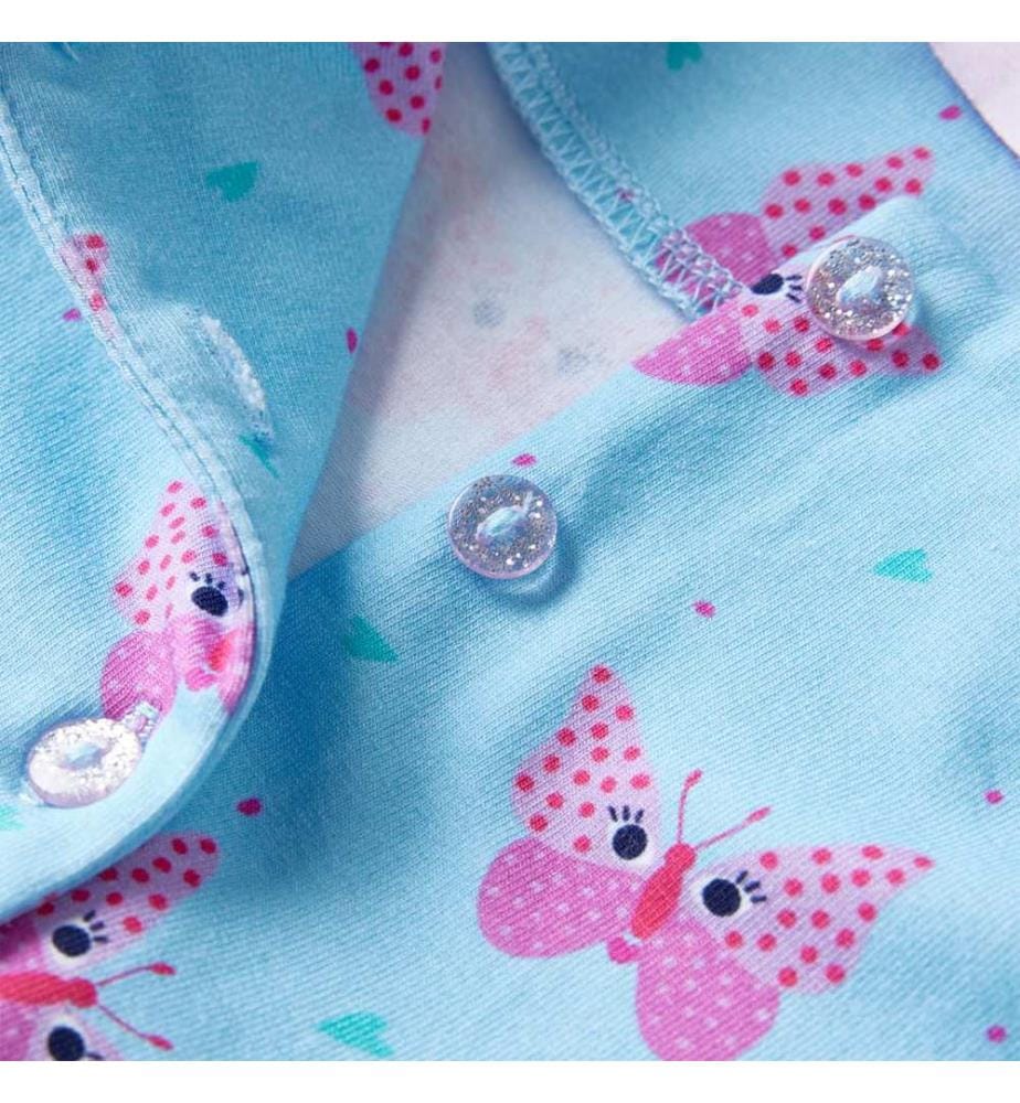Kinderkleid mit Knöpfen Ärmellos Blau 128