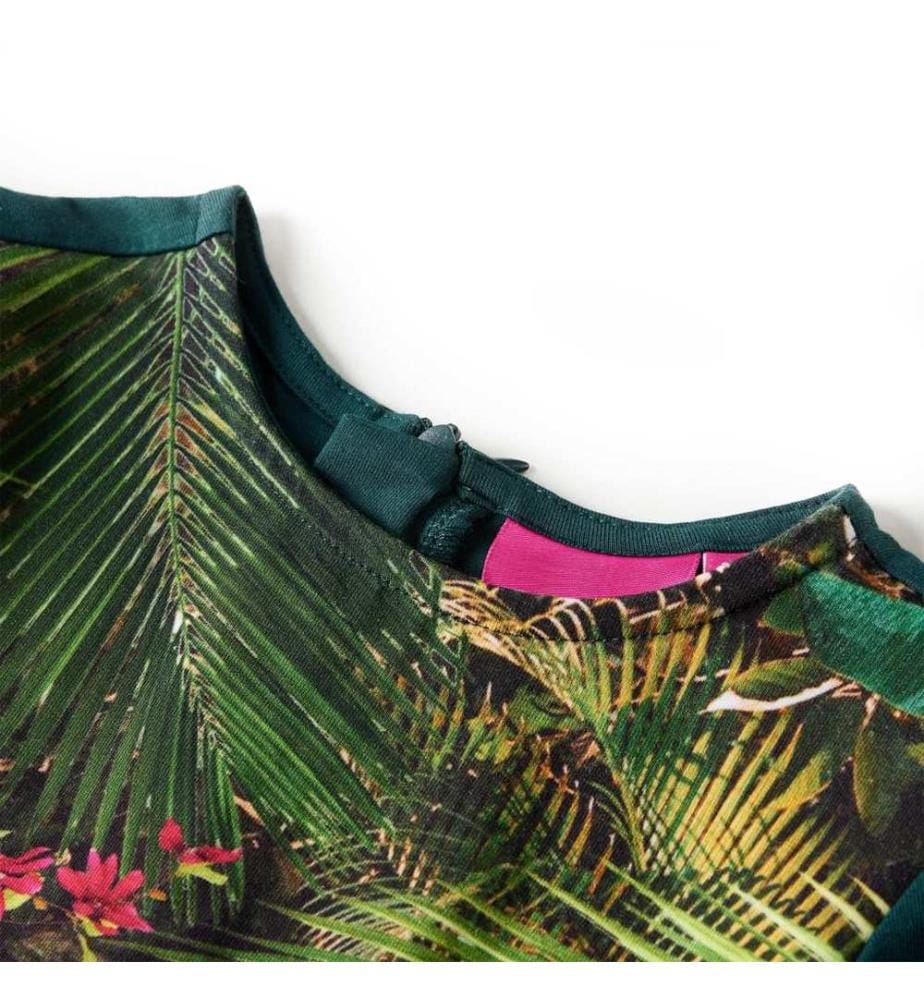Kinderkleid mit Langen Ärmeln Dunkelgrün 128