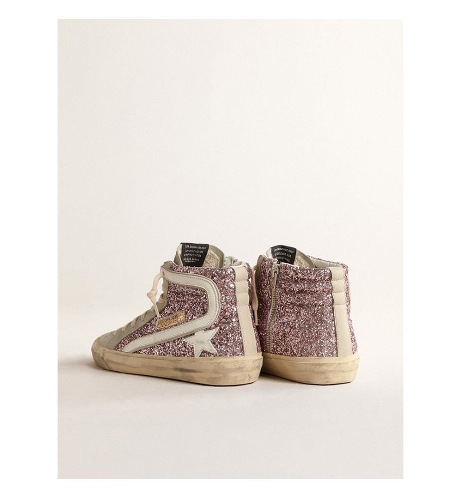 Mules mit Pailletten - Lila und Weiss