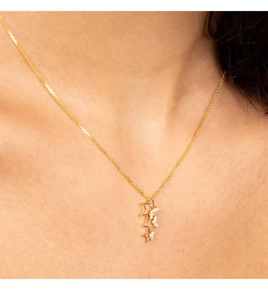 Pendentif Constellation, Or Jaune  et Zirconium