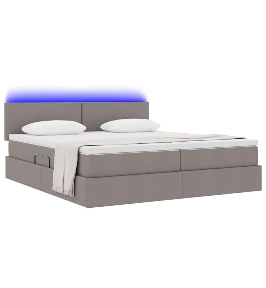 Lit avec des lumières à LED Taupe 200 x 200 cm tissu