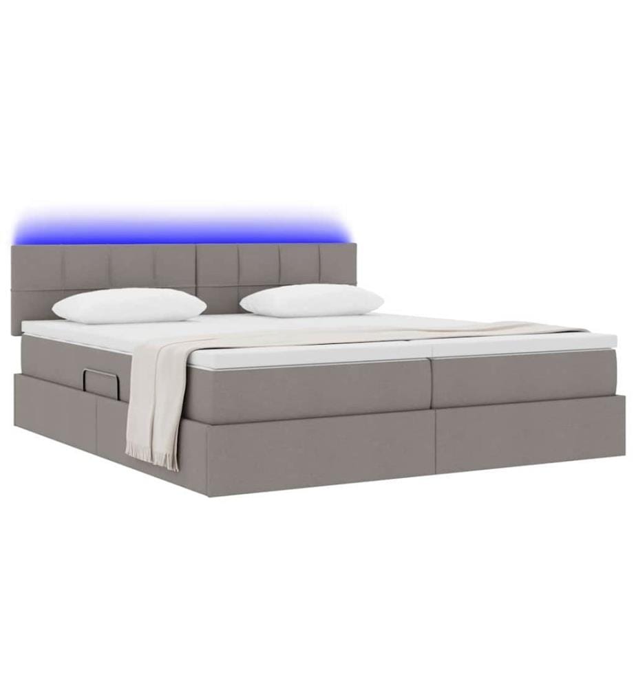 Lit avec des lumières à LED Taupe 200 x 200 cm tissu