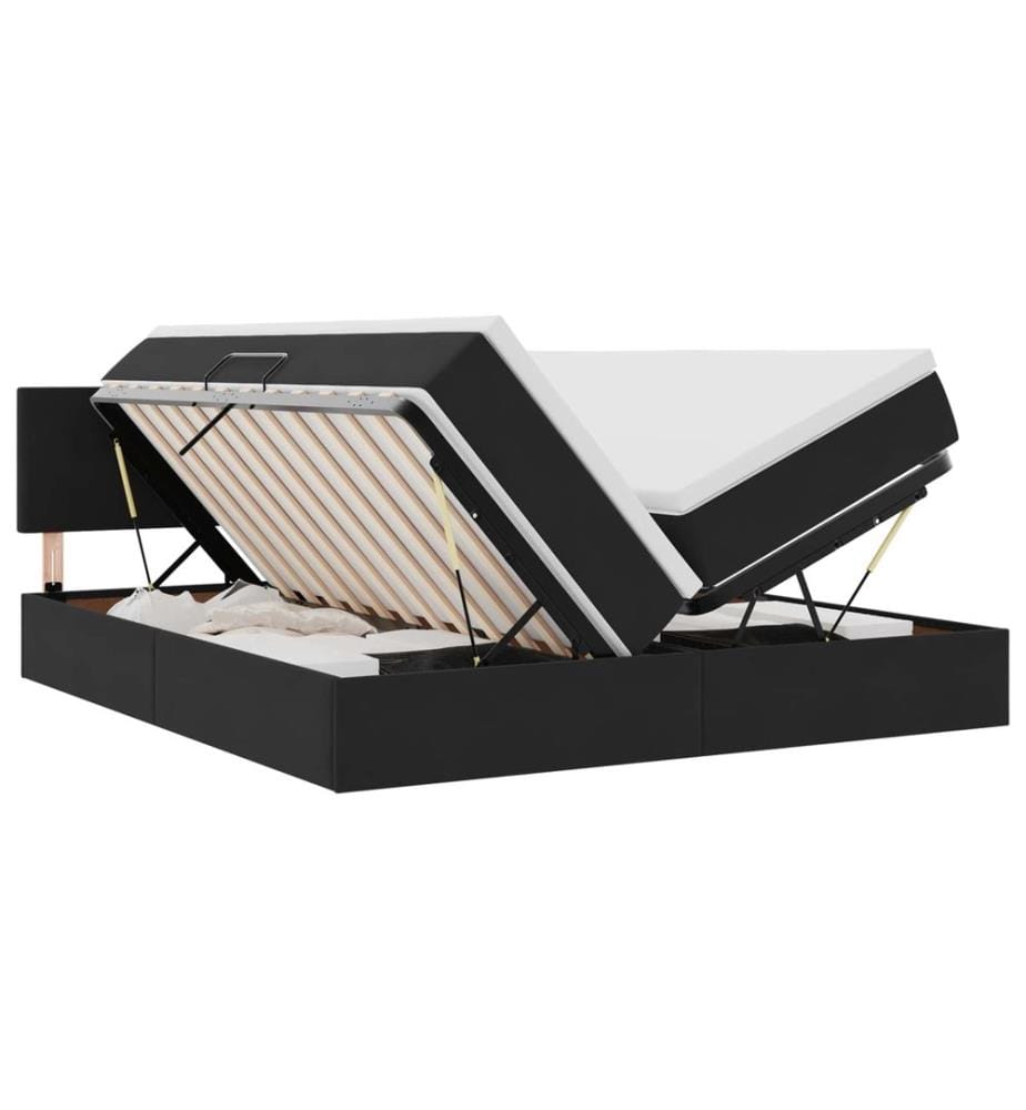 Bett mit LED-Lichtleisten Schwarz 180 x 200 cm Samt