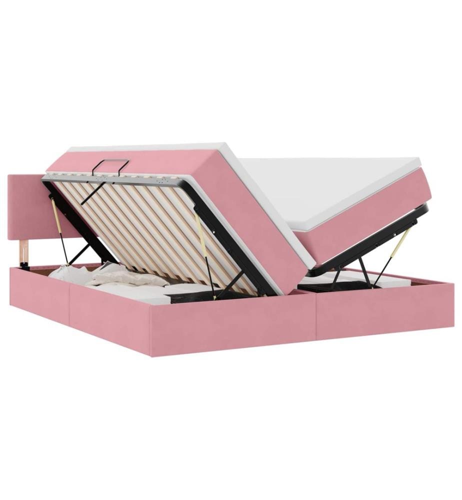 Bett mit LED-Lichtleisten mit Kopfteil Rosa 180 x 200 cm Samt