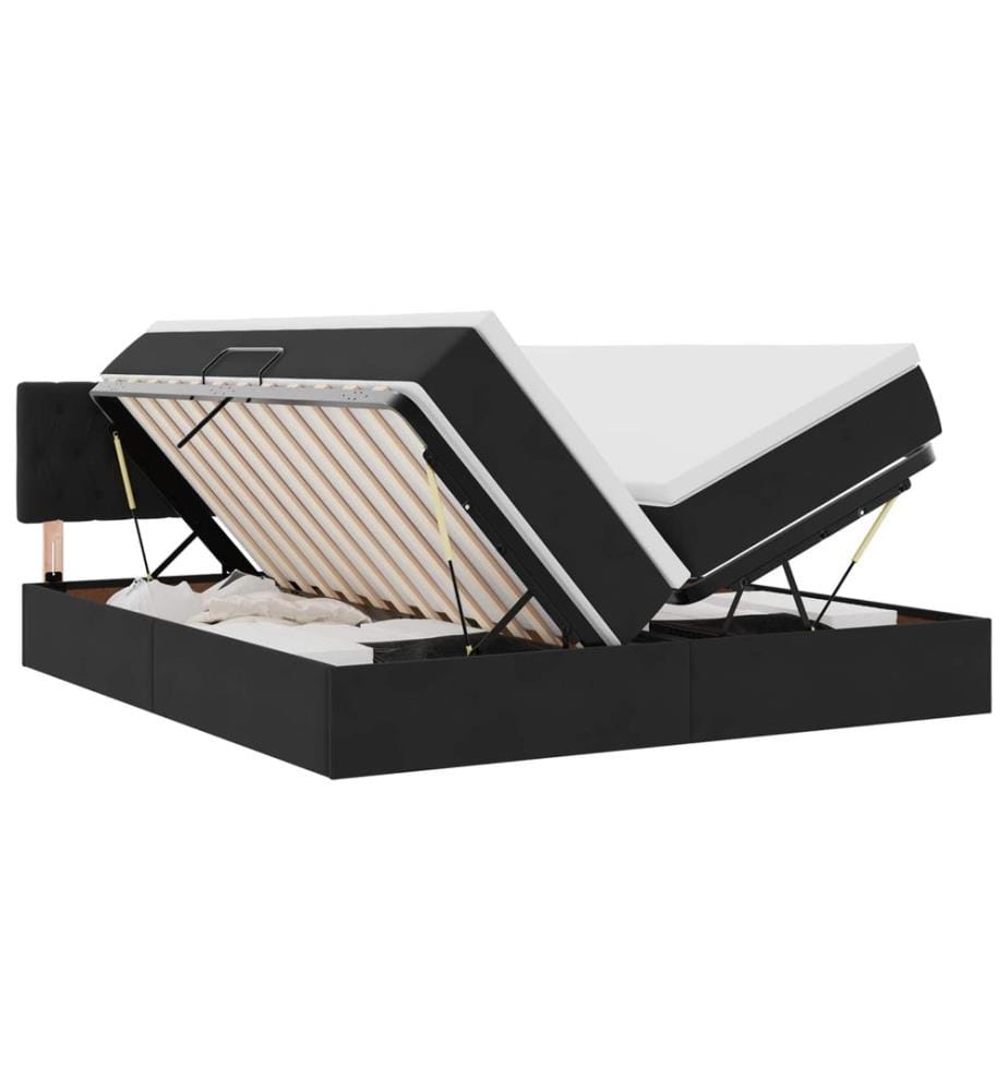 Bett mit LED-Lichtleisten Schwarz 180 x 200 cm Samt