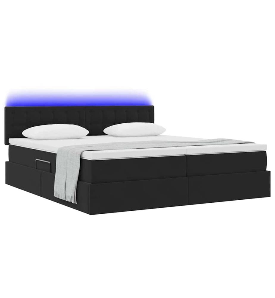 Bett mit LED-Lichtleisten Schwarz 180 x 200 cm Samt