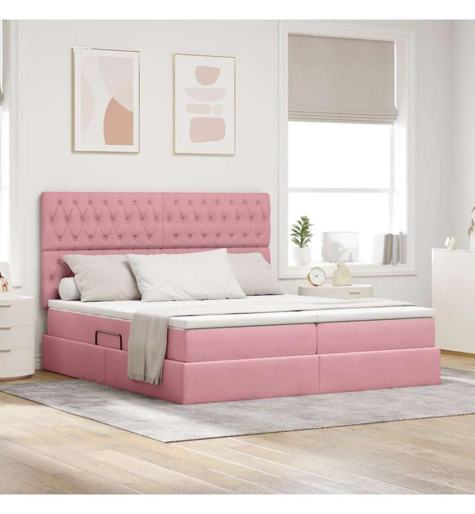 Lit avec des lumières à LED Rose 180 x 200 cm Velours
