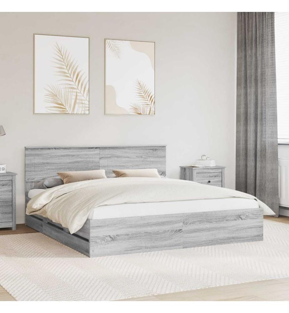 Cadre de lit Gris Sonoma 180 x 200 cm Bois Ingénierie