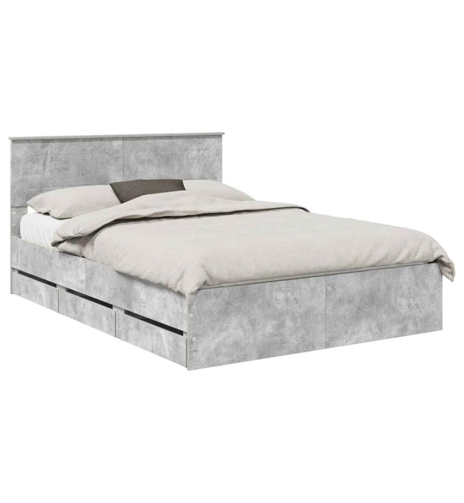 Cadre de lit Gris béton 140 x 190 cm Bois Ingénierie