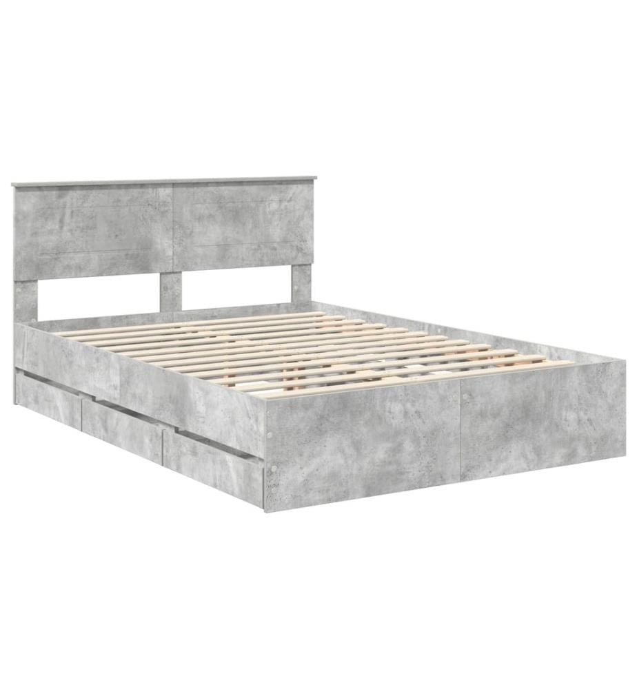 Cadre de lit Gris béton 140 x 190 cm Bois Ingénierie