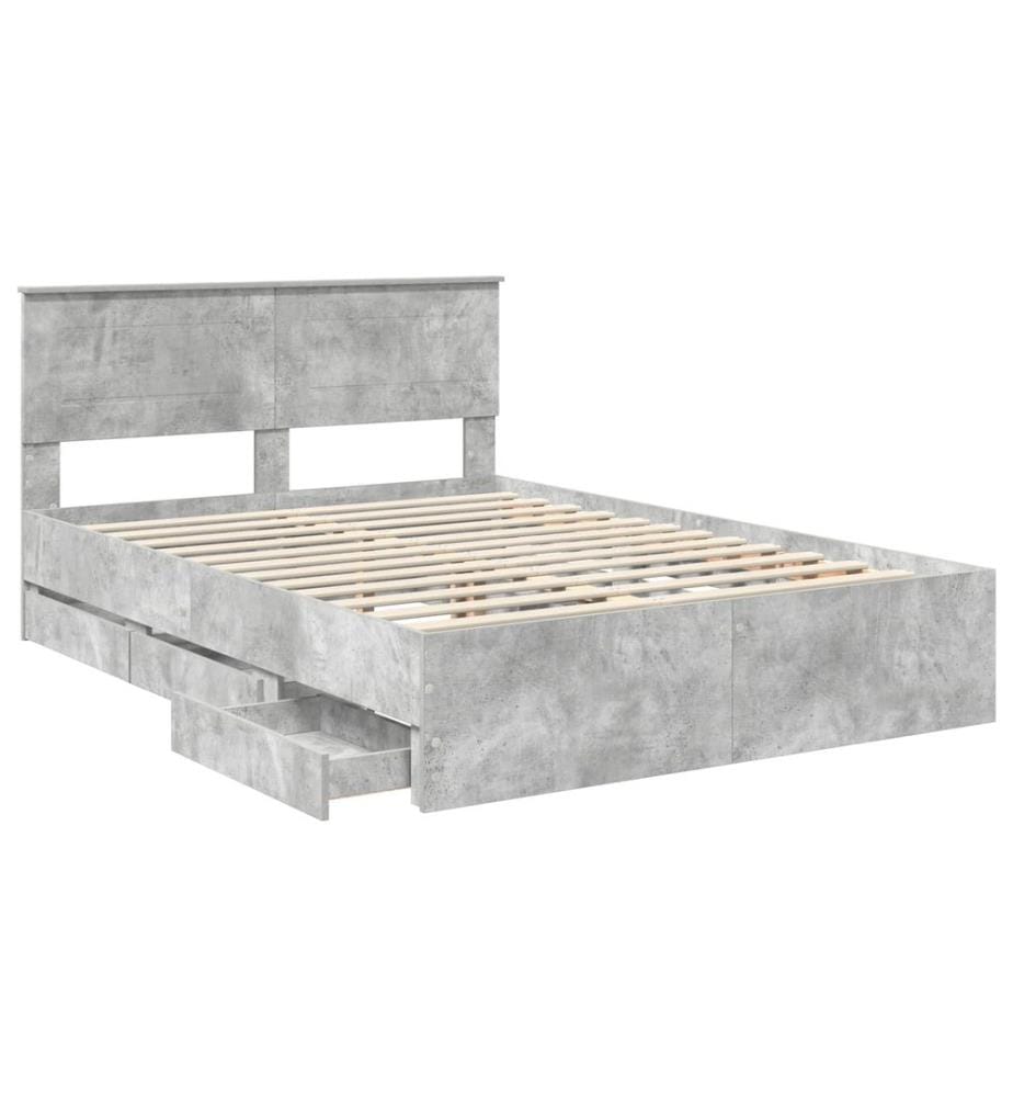 Cadre de lit Gris béton 140 x 190 cm Bois Ingénierie