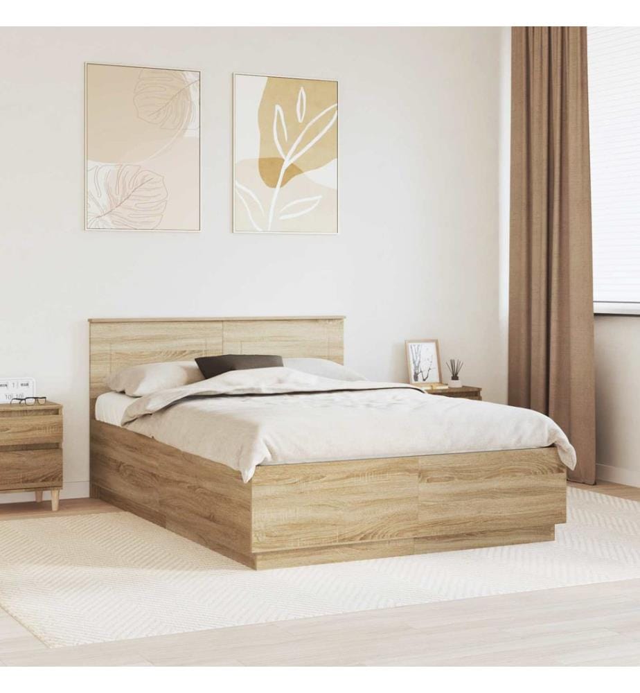 Cadre de lit Chêne Sonoma 140 x 190 cm Bois d'ingénierie
