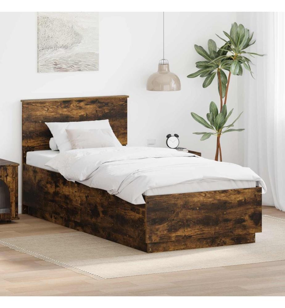 Cadre de lit Chêne fumé 100 x 200 cm Bois d'ingénierie