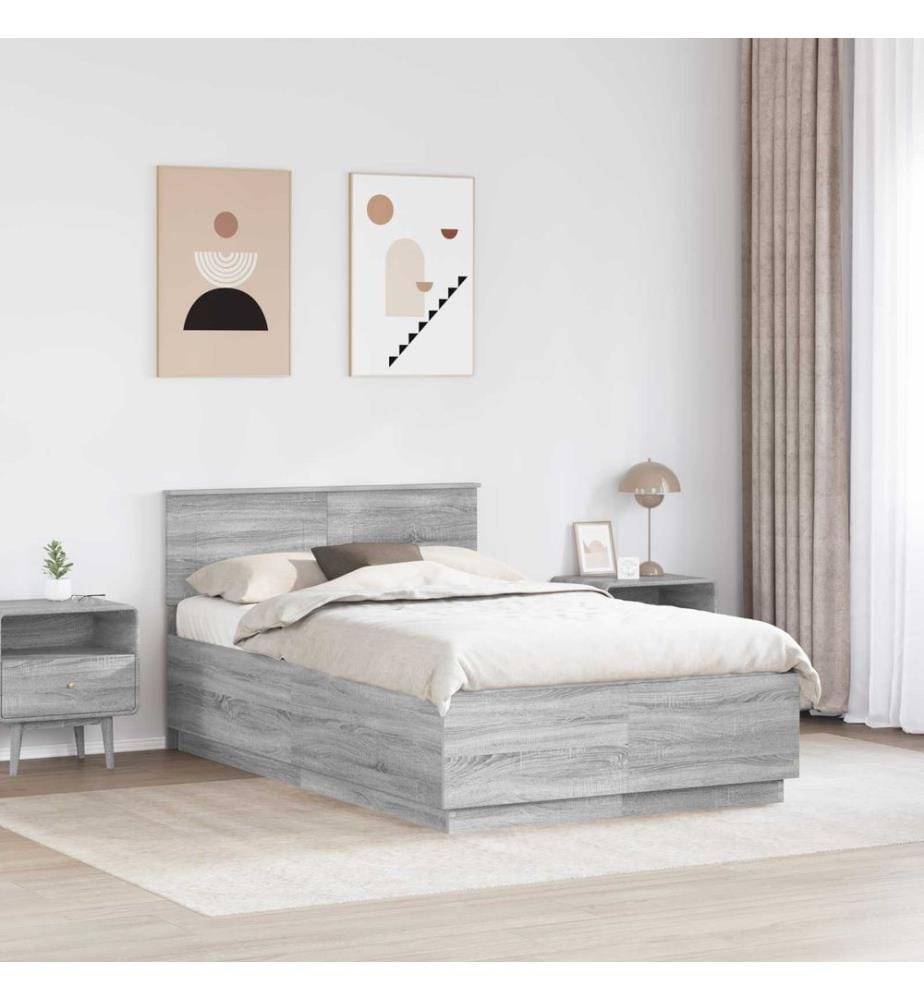 Cadre de lit Gris Sonoma 120 x 190 cm Bois d'ingénierie