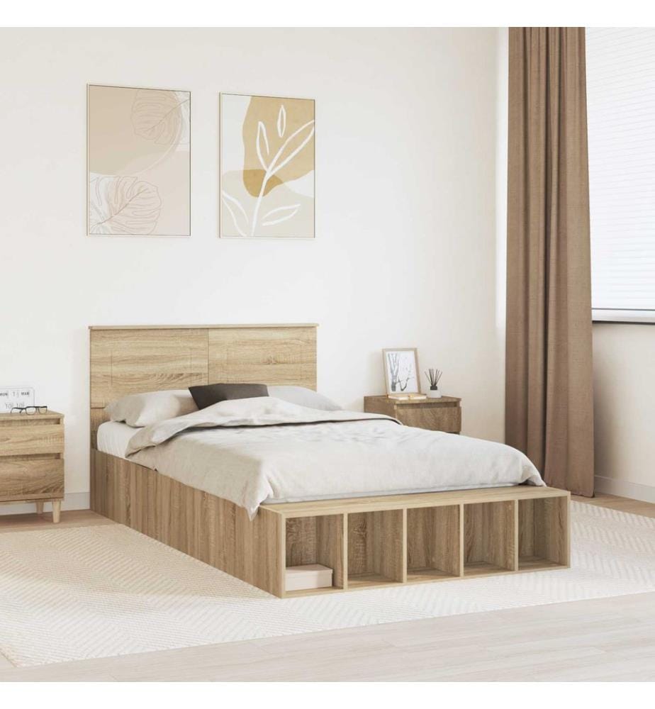 Cadre de lit Chêne Sonoma 120 x 190 cm Bois d'ingénierie