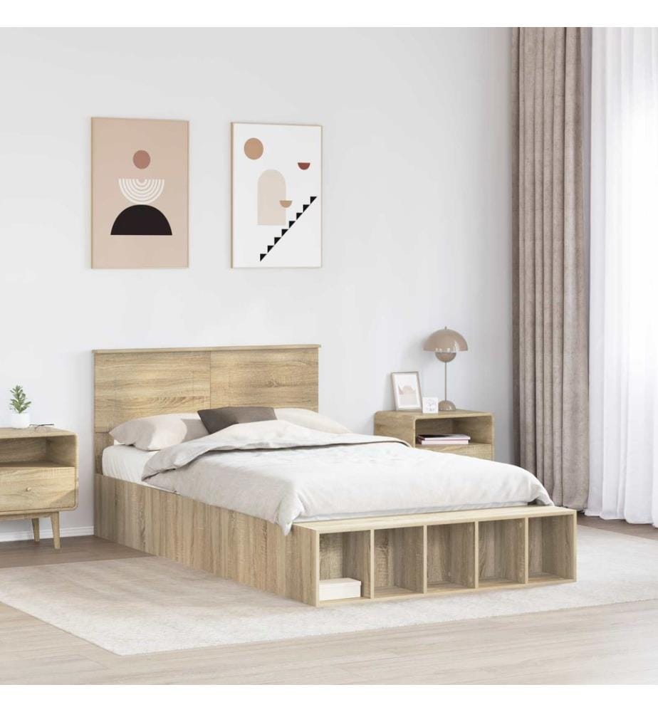 Cadre de lit Chêne Sonoma 120 x 190 cm Bois d'ingénierie