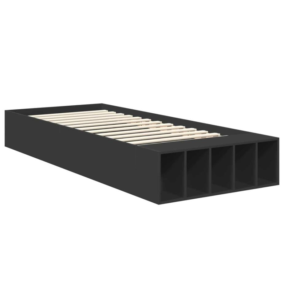 Cadre de lit avec étagère Noir 75 x 190 cm Bois d'ingénierie
