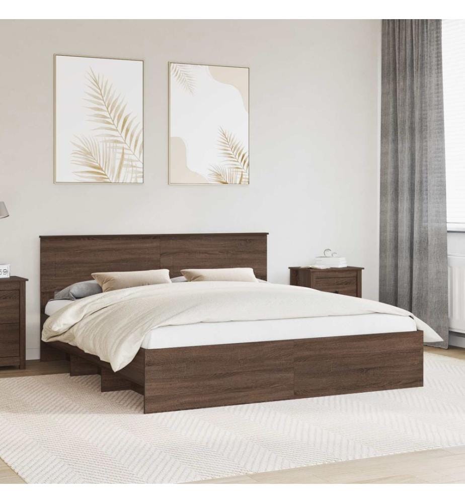 Bettrahmen Braun Eichen-Optik 200 x 200 cm Holzwerkstoff