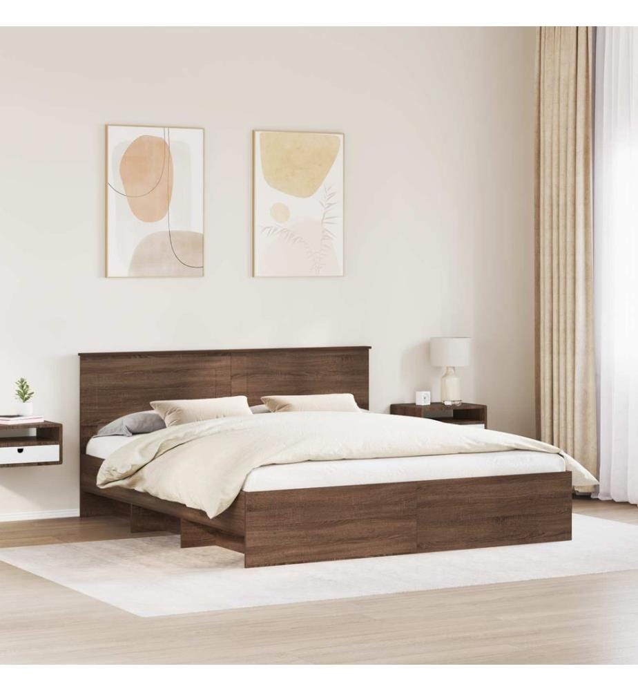 Bettrahmen Braun Eichen-Optik 200 x 200 cm Holzwerkstoff